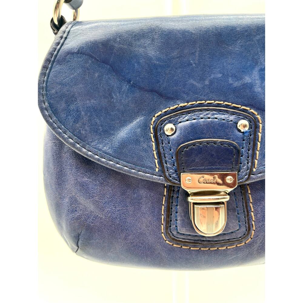 COACH Poppy Leather Push Lock Mini Bag, Purple Blue - Picture 3 of 9